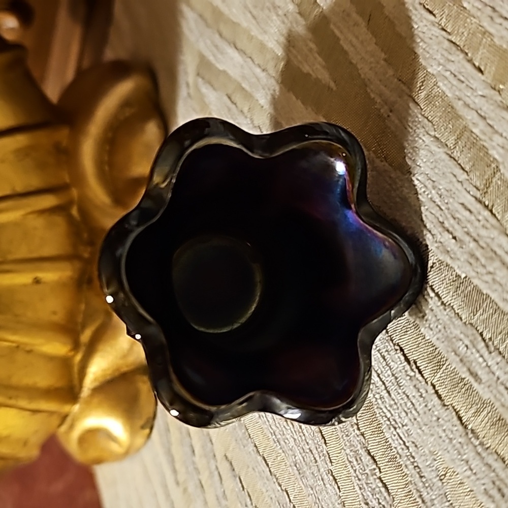 Fenton peacock carnival glass toothpick holder - Picture 2 of 3